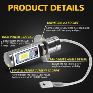 Foto 4 | Foto 4 | Faros Antiniebla Led Drl Auxlight H3 3000 Lúmenes 6000 K - Venta Internacional.