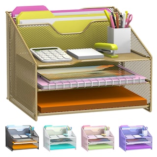 Foto 1 | Foto 1 | Organizador De Archivos De Escritorio Samstar Gold Con 3 Bandejas De Papel Y 2 Secciones - Venta Internacional.