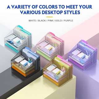 Foto 4 | Foto 4 | Organizador De Archivos De Escritorio Samstar Gold Con 3 Bandejas De Papel Y 2 Secciones - Venta Internacional.
