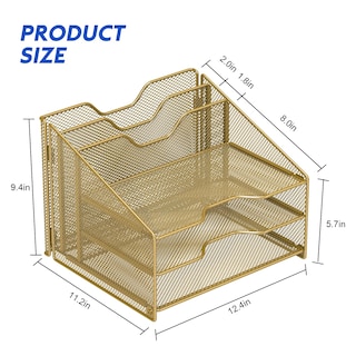 Foto 6 | Foto 6 | Organizador De Archivos De Escritorio Samstar Gold Con 3 Bandejas De Papel Y 2 Secciones - Venta Internacional.