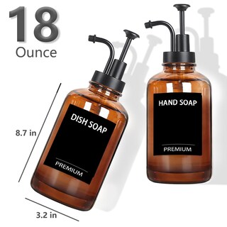 Foto 4 | Foto 4 | Dispensador De Jabón Para Platos Hoousuper Amber 530 Ml Vidrio Ultragrueso - Venta Internacional.