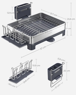 Foto 7 | Foto 7 | Escurreplatos De Acero Inoxidable Con Caño Giratorio Extraíble Antihuellas Encimera Cocina 57.2x31.7 Cm