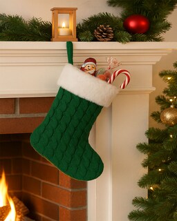 Foto 5 | Foto 5 | Bota Navideña Tejida Decorativa Color Verde 45 Cm – Adorno De Chimenea Y Árbol Navidad Kyuden Home