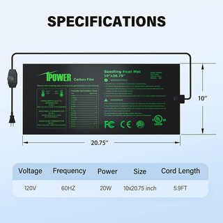 Foto 6 | Foto 6 | Alfombrilla Térmica Seeding Ipower De 10 X 20,75 Pulgadas Con Termostato, Paquete De 2 - Venta Internacional.