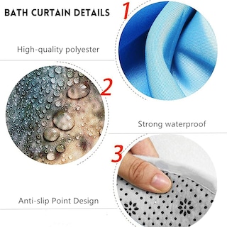 Foto 6 | Foto 6 | Juego De Cortinas De Ducha Chrainy Beach Gris Y Azul Con 12 Ganchos - Venta Internacional.
