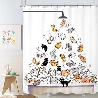 Foto 1 | Foto 1 | Cortina De Ducha Svbright Cute Cat Kids Impermeable 180 X 180 Cm - Venta Internacional.