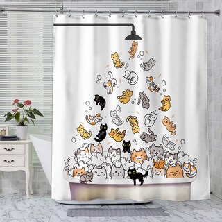Foto 2 | Foto 2 | Cortina De Ducha Svbright Cute Cat Kids Impermeable 180 X 180 Cm - Venta Internacional.