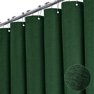 Foto 1 | Foto 1 | Cortina De Ducha Bttn De Tela De Lino Texturizada  182 X 182 Cm  Color Esmeralda - Venta Internacional.