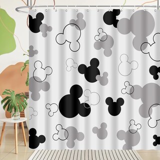 Foto 3 | Foto 3 | Cortina De Ducha Biysuc Con Cabeza De Ratón Negra Y Blanca Para Niños Con Ganchos - Venta Internacional.