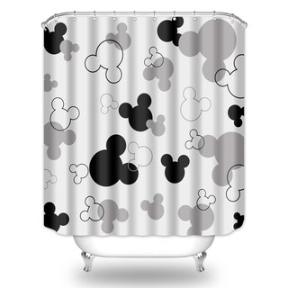 Foto 4 | Foto 4 | Cortina De Ducha Biysuc Con Cabeza De Ratón Negra Y Blanca Para Niños Con Ganchos - Venta Internacional.