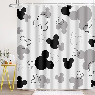 Foto 5 | Foto 5 | Cortina De Ducha Biysuc Con Cabeza De Ratón Negra Y Blanca Para Niños Con Ganchos - Venta Internacional.