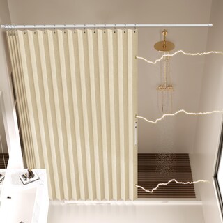 Foto 1 | Foto 1 | Cortinas De Ducha Ajazz Magnéticas Plegables De Poliéster Beige - Venta Internacional.