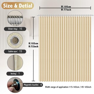 Foto 3 | Foto 3 | Cortinas De Ducha Ajazz Magnéticas Plegables De Poliéster Beige - Venta Internacional.