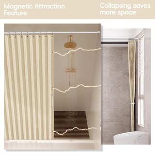 Foto 5 | Foto 5 | Cortinas De Ducha Ajazz Magnéticas Plegables De Poliéster Beige - Venta Internacional.