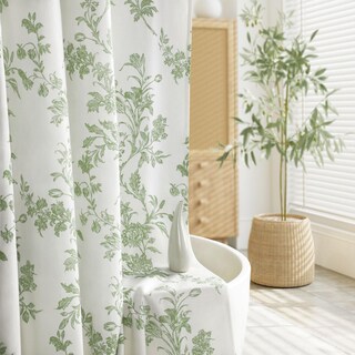 Foto 5 | Foto 5 | Cortina De Ducha Awellife De Algodón Verde Salvia Con Estampado Floral 150 X 180 Cm - Venta Internacional.
