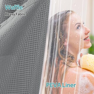 Foto 3 | Foto 3 | Juego De Cortinas De Ducha Vipfree Waffle 3 En 1 258 G/m² 180 X 180 Cm Gris - Venta Internacional.