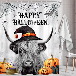 Foto 2 | Foto 2 | Cortina De Ducha Ambzek Halloween Cow Rústica Otoño 150 X 180 Cm - Venta Internacional.