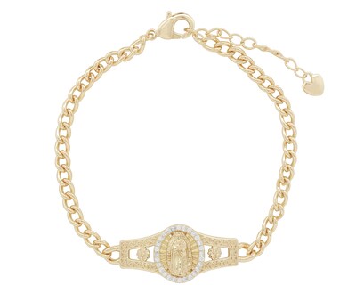 Foto 1 | Foto 1 | Pulsera Placa Con Vírgen De Guadalupe 18cm Ajustable Chapa De Oro 18k Ch603