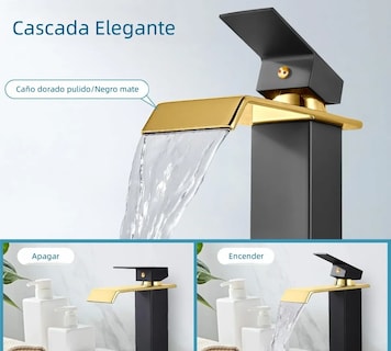 Foto 5 | Foto 5 | ''grifo Mezclador Monomando Para Baño En Cascada Negro Dorado 18 Cm ''