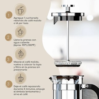 Foto 5 | Foto 5 | ''cafetera Prensa Francesa Café Té Int Acero Inoxidable 1 Lt ''