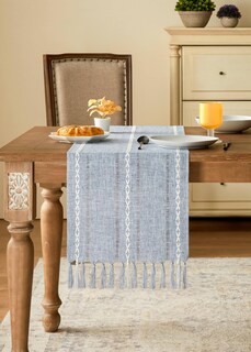 Foto 2 | Foto 2 | Camino De Mesa Yzjzeds Con Dobladillo Azul Granjero 33 X 275 Cm - Venta Internacional.