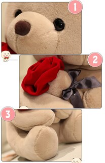 Foto 3 | Foto 3 | Peluche De Peluche Gailimaiya Con Forma De Oso De Peluche Con Rosa De 45 Cm Color Marrón - Venta Internacional.