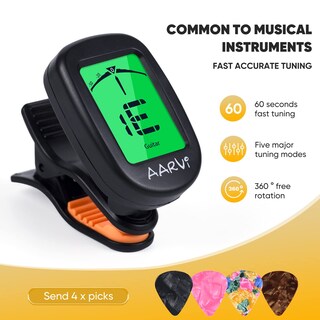 Foto 2 | Foto 2 | Paquete De 2 Afinadores De Guitarra Clip On Aarvi Para Todos Los Instrumentos Con Púas - Venta Internacional.