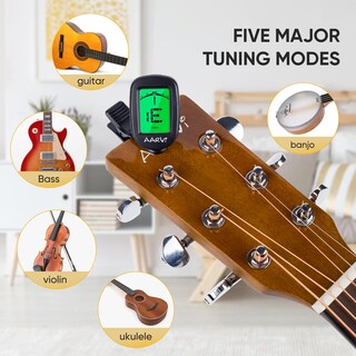Foto 3 | Foto 3 | Paquete De 2 Afinadores De Guitarra Clip On Aarvi Para Todos Los Instrumentos Con Púas - Venta Internacional.