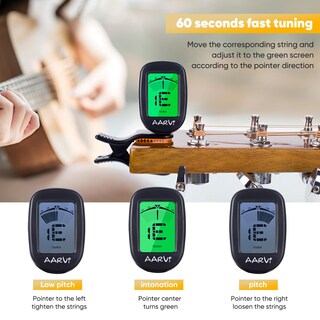 Foto 4 | Foto 4 | Paquete De 2 Afinadores De Guitarra Clip On Aarvi Para Todos Los Instrumentos Con Púas - Venta Internacional.