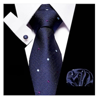 Foto 3 | Foto 3 | Set De Corbata Pañuelo Y Mancuernillas 4pzs Eo Safe Imports Esi-21698 Azul