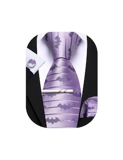 Foto 1 | Foto 1 | Set De Murciélagos Tie Barry.wang Para Halloween Color Lavanda Con Clip Para Corbata Para Hombre - Venta Internacional.