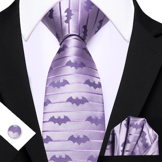 Foto 3 | Foto 3 | Set De Murciélagos Tie Barry.wang Para Halloween Color Lavanda Con Clip Para Corbata Para Hombre - Venta Internacional.
