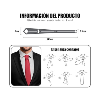 Foto 3 | Foto 3 | Set De Corbata Formal De 8 Cm Eo Safe Imports Esi-21708 Rojo