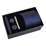 Set Corbata Pañuelo Mancuernilla Hombre 5 Piezas Estilo A Eo Safe Imports Esi-21710 Azul