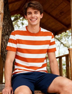 Foto 2 | Foto 2 | Camiseta Funny World De Algodón A Rayas Naranjas Y Blancas Para Hombre - Venta Internacional.