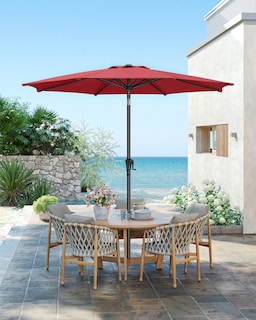 Foto 2 | Foto 2 | Sombrilla Para Patio De Mesa Exterior 2 75 M Con 8 Varillas Upf 50+ Inclinación Doble De 30° Base No Incluida