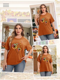 Foto 6 | Foto 6 | Camiseta Mk Shop Limited Para Mujer Talla Grande Con Estampado De Halloween - Venta Internacional.