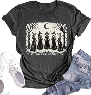 Foto 1 | Foto 1 | Camisa Oriental Pearl Halloween Vintage Witch Para Mujer Gris S - Venta Internacional.
