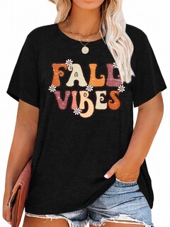 Foto 1 | Foto 1 | Camiseta Mk Shop Limited Para Mujer Talla Grande Con Vibraciones Otoñales Para Halloween - Venta Internacional.