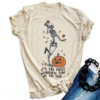 Foto 1 | Foto 1 | Camiseta Surbepo Halloween Pumpkin Para Mujer  Otoño  Beige  Talla Xl - Venta Internacional.