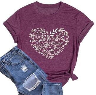 Foto 1 | Foto 1 | Camiseta Surbepo Con Estampado De Calabazas Y Otoño Para Halloween Color Morado Xl - Venta Internacional.