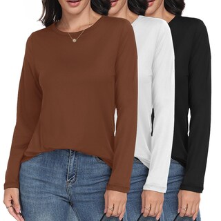 Foto 1 | Foto 1 | Paquete De 3 Camisas Gayhay Manga Larga Suave Negro Blanco Y Marrón - Venta Internacional.