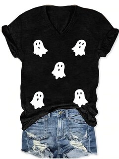 Foto 1 | Foto 1 | Camiseta Buynaw Con Estampado De Flores Silvestres De Halloween Para Mujer Negra Xxl - Venta Internacional.