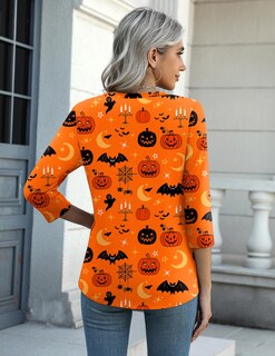 Foto 5 | Foto 5 | Camiseta Con Cuello Redondo Tunic Zeagoo Para Halloween Manga 3/4 Xxl - Venta Internacional.