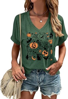 Foto 1 | Foto 1 | Camisa Kyvpo De Otoño Con Cuello En V Divertida Linterna Jack O Para Halloween Xxl - Venta Internacional.