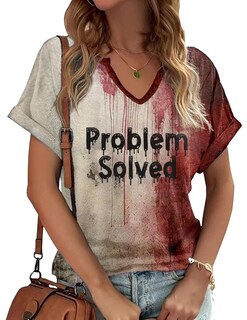 Foto 1 | Foto 1 | Camiseta Earlymemb Para Mujer Con Un Problema Sangriento Resuelto Con Cuello En V - Venta Internacional.