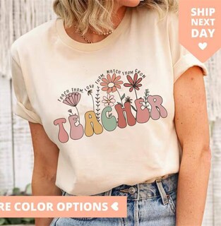 Foto 2 | Foto 2 | Camiseta Ymoshoe Teacher Con Estampado De Flores Silvestres Para Verano - Venta Internacional.