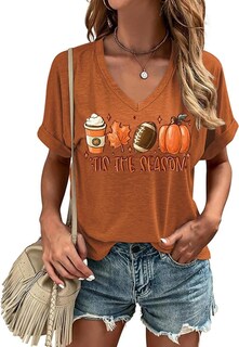 Foto 1 | Foto 1 | Camisa Kyvpo Tis The Season Con Cuello En V Para Mujer Color Marrón Para Halloween - Venta Internacional.