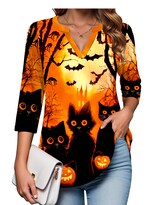 Blusa Tipo Túnica Zeagoo Para Halloween  Acción De Gracias  Cuello En V  Manga 3/4 - Venta Internacional.