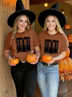 Foto 5 | Foto 5 | Camiseta Jiagena Halloween Witch Vintage Para Mujer - Venta Internacional.